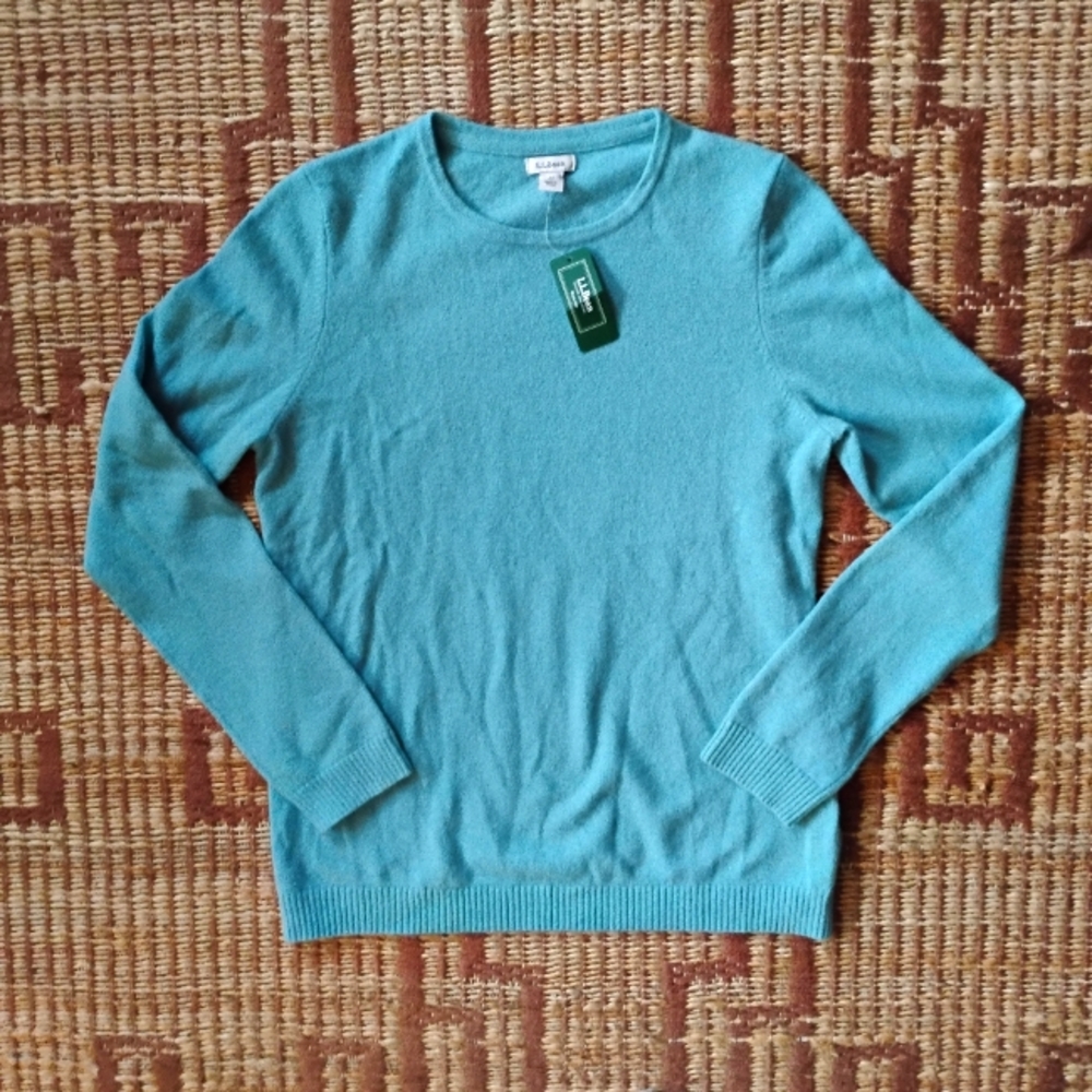 Turquoise L.L.Bean Cashmere Crew Neck Sweater - New with tags